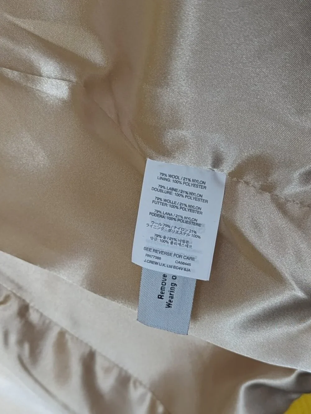 J.Crew Majesty Peacoat Italian Stadium-Cloth Wool Yellow Size 4